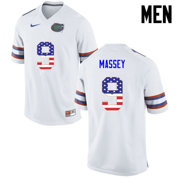 NCAA Florida Gators Dre Massey Men's #9 USA Flag Fashion Nike White Stitched Authentic College Football Jersey SBF0664IK